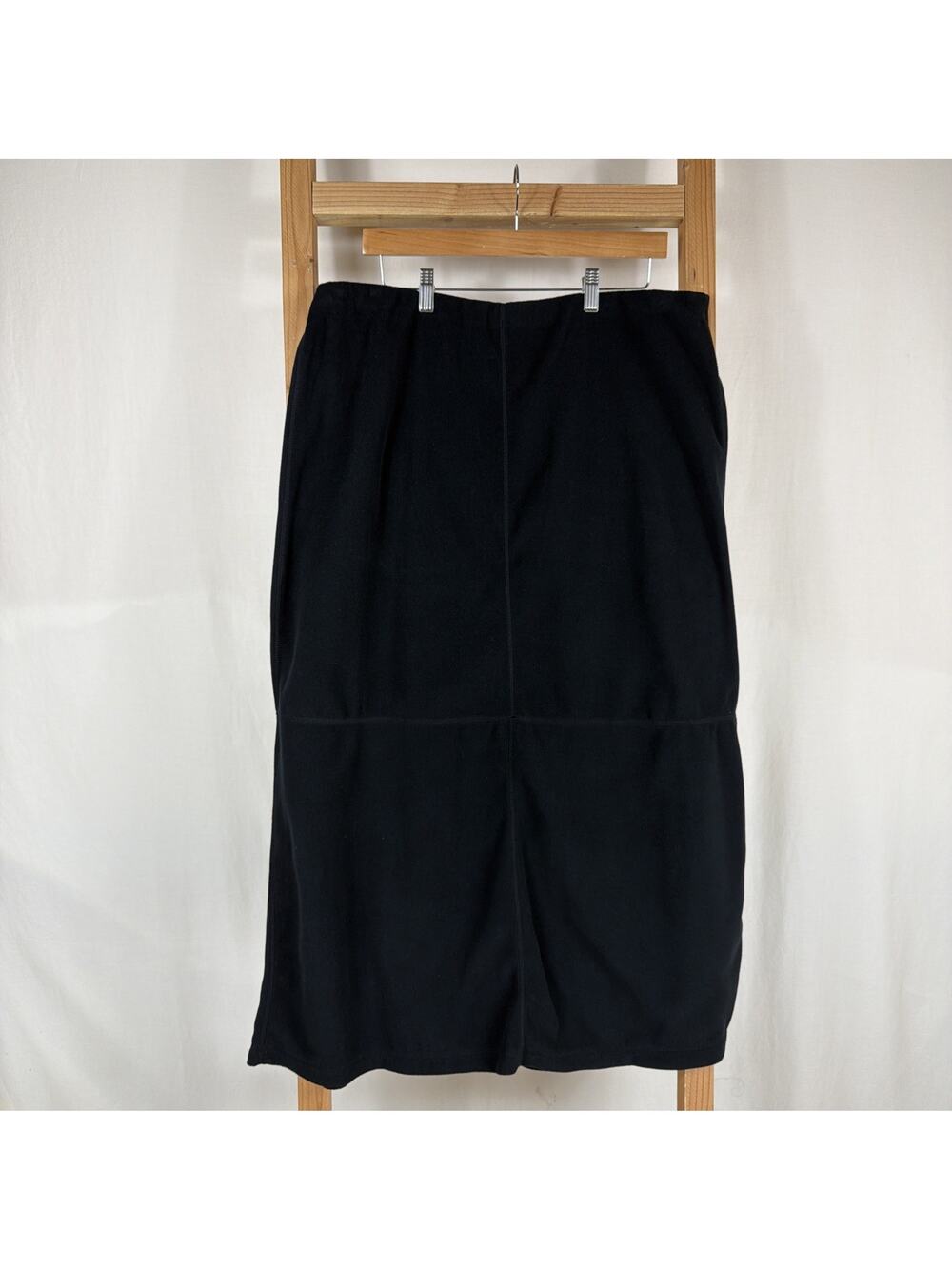 NWT Vintage Y2K Norm Thompson /Early Winters Black Fleece Zip Skirt #1311 SZ XL